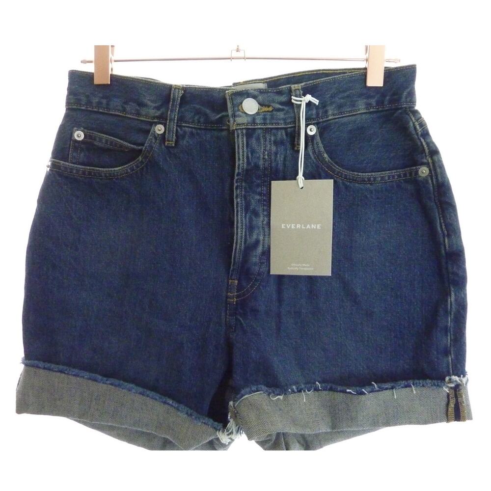 NWT Everlane Rigid Way High Shorts Organic Cotton Denim Jean Size 27 Distressed